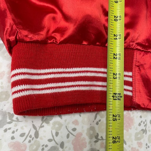 Vintage ESPN Pyramid Red Satin Bomber Jacket Size Medium (Unisex) - Picture 15 of 16